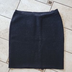 Eileen Fisher Black Wool Ribbed Pencil Skirt Medium